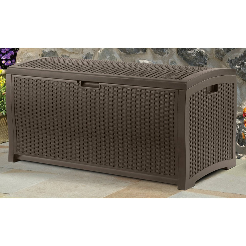 Suncast 25.5'' W 99 Gallons Water Resistant Resin Deck Box in Brown