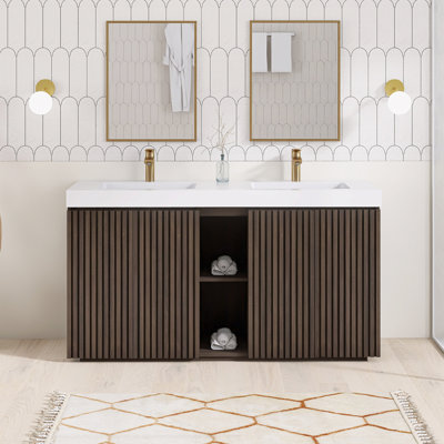 Ensemble de meuble-lavabo autoportant 60 po avec surface solide 60 po