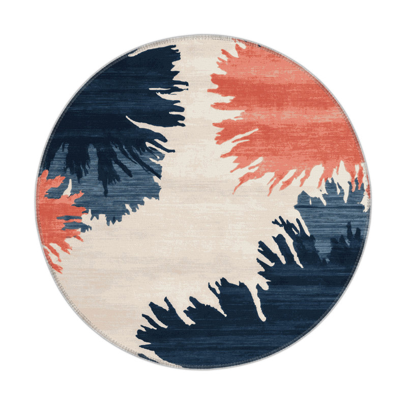 Watercolor Gray Indoor and Outdoor Area Rug, Round 5'