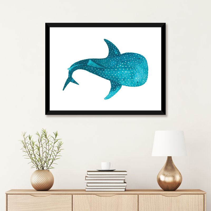 " Whale Shark II ", White, 24" H x 32" W x 1" D, Black Framed Paper