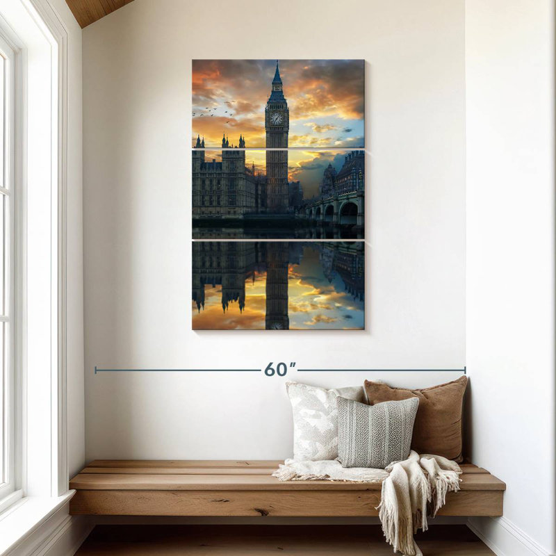 Masam Big Ben au coucher du soleil, H 45 po x l 28 po