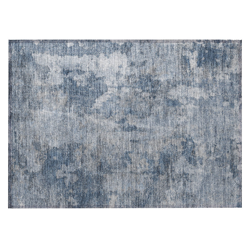 Tapis extérieur lavable antidérapant abstrait 2 pi x 3 pi, Bleu/Gris