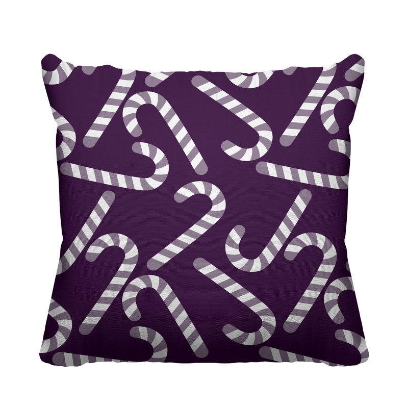 Coussin décoratif intérieur / extérieur Christmas Candy Cane, L 19 po x H 19 po, Mauve