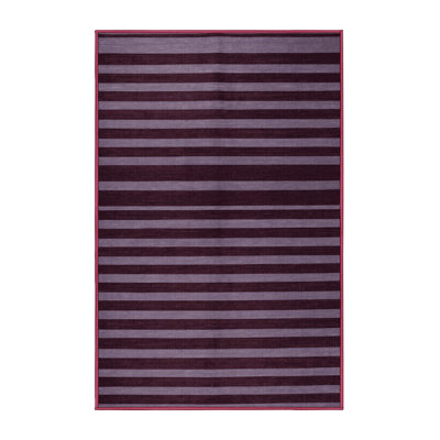 Machine Washable Horizontal Stripes Red Area Rug