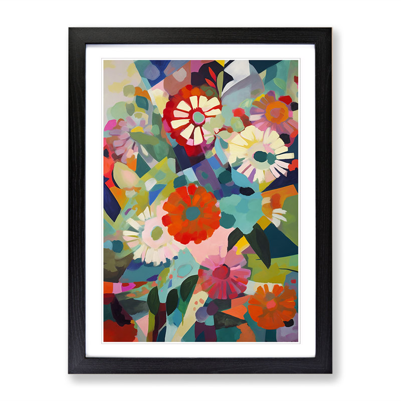Modern Flowers Orphism Vol.1 - Picture Frame Print, Black, 64cm H x 46cm W x 2cm D