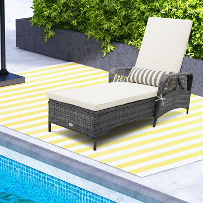 Chaise longue simple inclinable avec coussins 79 po Amelius