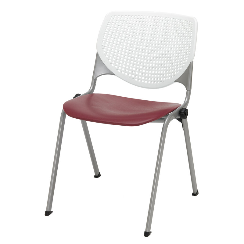 Chaise empilable en poly sans accoudoirs Kool, Sans roulettes, Blanc / bourgogne