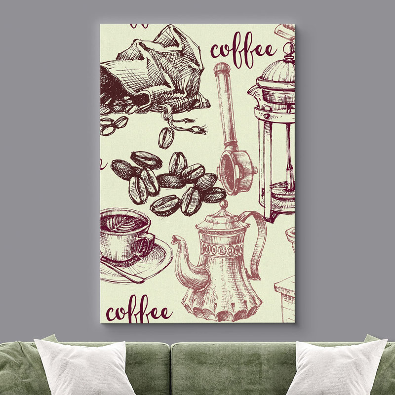 Éléments de style rétro pour le café et les grains de café, H 18 po x l 12 po