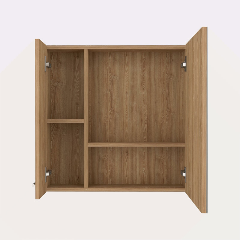 Armoire à pharmacie à 4 tablettes avec miroir, Beige