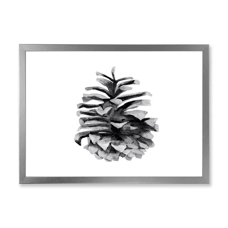 Cône de conifère - reproduction d'art sur toile encadrée, H 12 po x l 20 po x p 1 po, Encadrement argenté