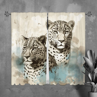Leopard Window Curtains Animals Beige Drapes