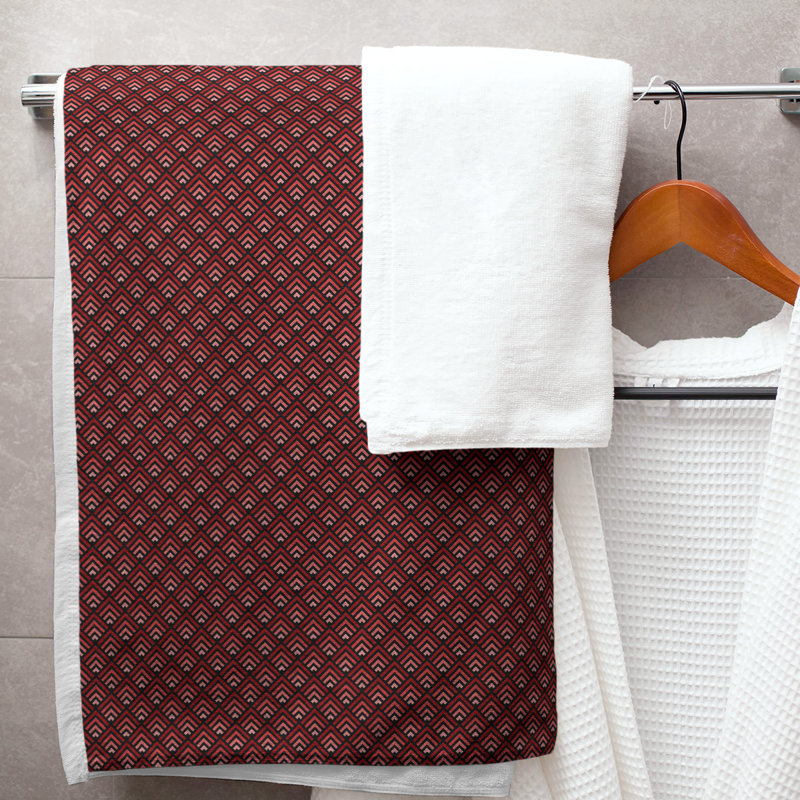 Katelyn Elizabeth Cotton Blend Bath Towel, Black/Red/White
