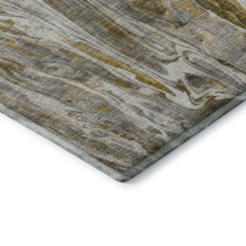 Premium Machine Washable Cerrito AMF602 Brown Rug, Rectangle 9' x 12'