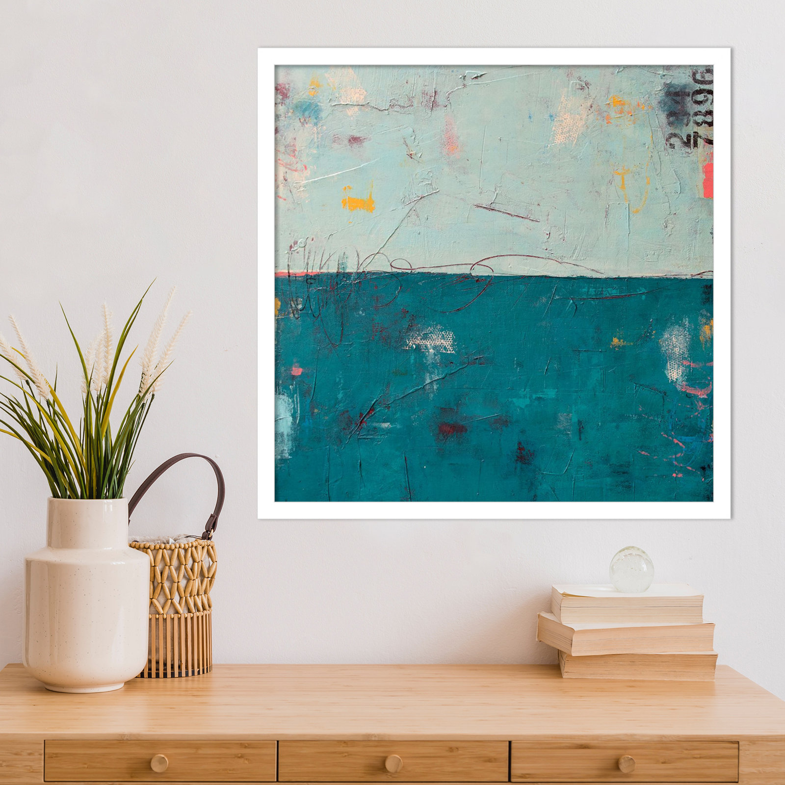 Blue Bay Hideaway Print by Erin Ashley, 21" H x 21" W, White