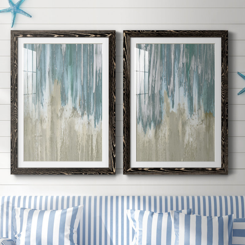«Like a Waterfall I», ensemble de 2 reproductions, H 31,5 po x l 47 po x P 1,5 po, Blanc, H 31,5 po x l 47 po x P 1,5 po