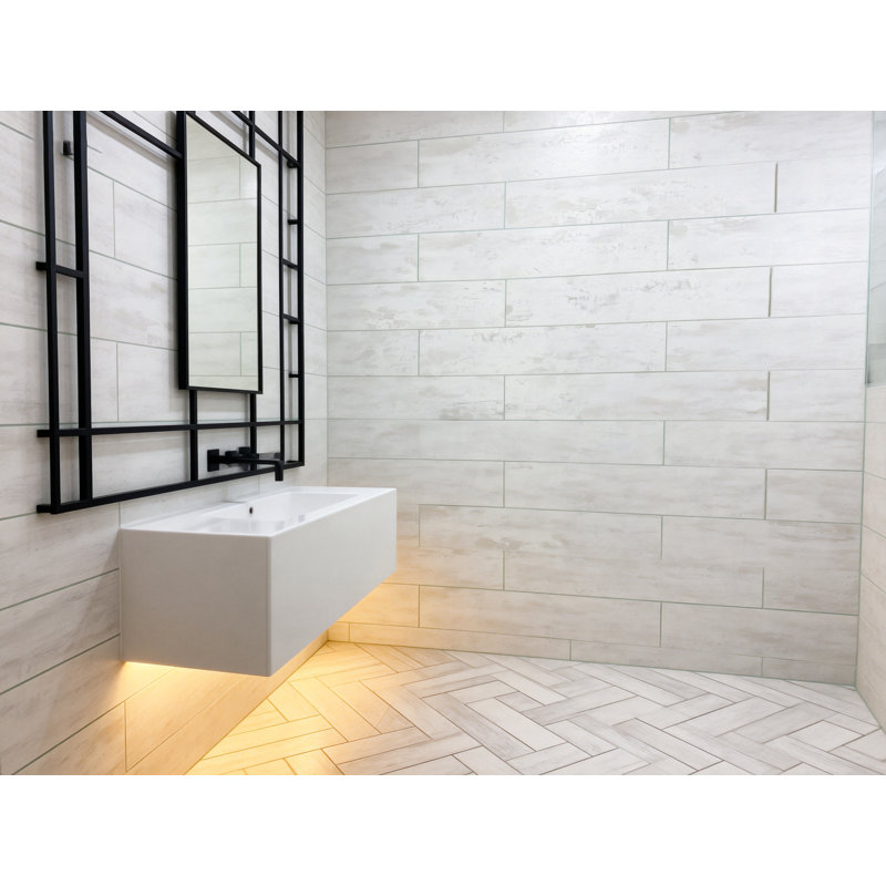 Nature 3 in. x 16 in. Wood Look Glass Straight Edge Plank Subway Decorative Kitchen & Bathroom Wall Tile