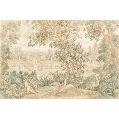 Papier peint aquarelle style château Chateau Garden