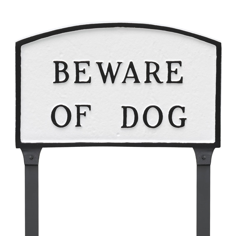 Enseigne « Méfiez-vous du chien », Blanc / Noir, H 10 po x l 15 po x P 0,25 po