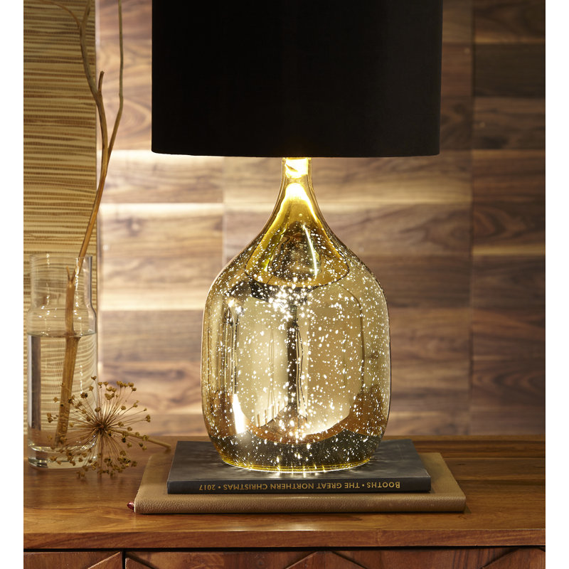 Anselmi Glass Table Lamp, Black, Champagne Gold