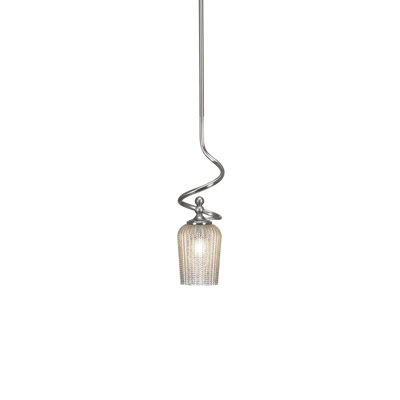 Mini-luminaire suspendu Capri avec verre texturé argenté 5 po