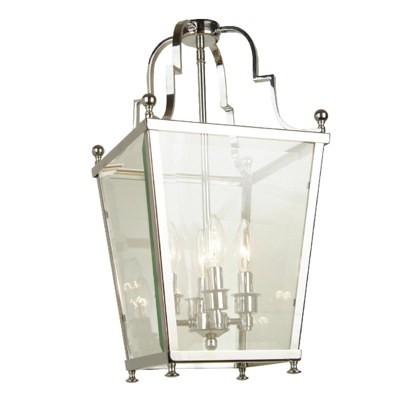 Luminaire suspendu chromé traditionnel 4 lumières Mcburney, H 29 po x H 15 po x P 15 po