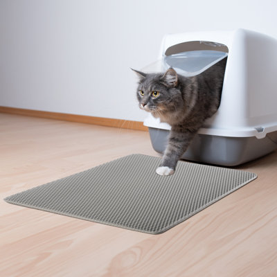 Tapis de litière pour chat - Tapis de litière imperméable avec couche alvéolaire double couche pour piéger la litière - Tapis de chat antidérapant - double couche 30 x 24 pouces 