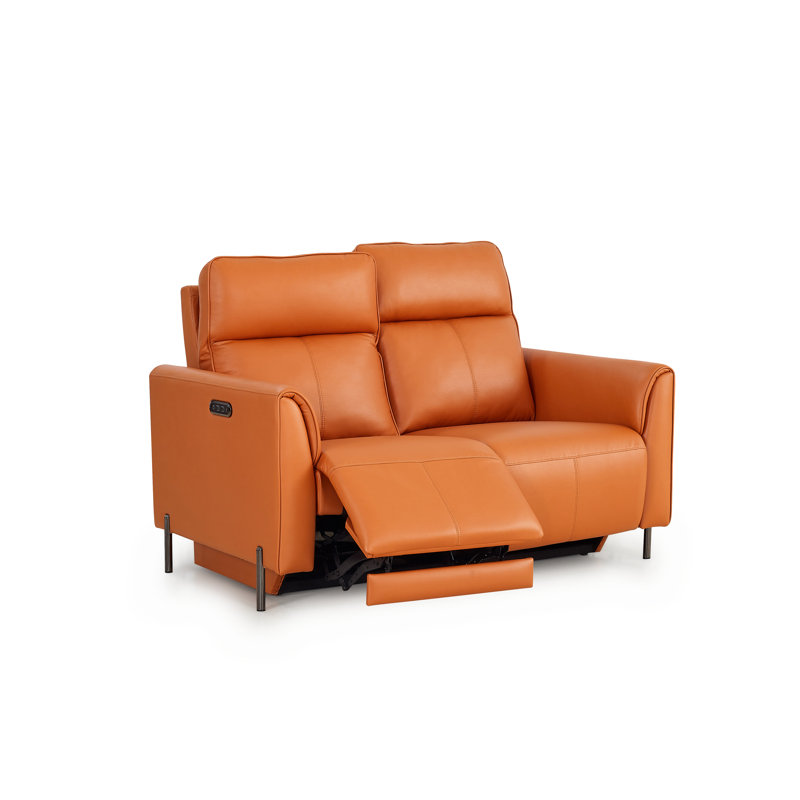 Causeuse moderne avec fauteuils inclinables électriques et commande de la tête, orange