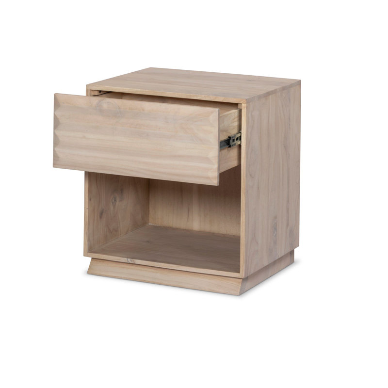 Tussac Nightstand-Matte Brown Neem, Natural White Neem