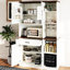 Rangement de cuisine 71 po avec support interne pour porte, tablettes réglables et prise de courant - Buffet garde-manger Smart Design, support en verre, solution multifonction AC