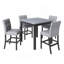 Ensemble de salle à manger 5 pièces à hauteur de comptoir avec table carrée et tabourets avec repose-pieds et 4 chaises rembourrées à haut dossier