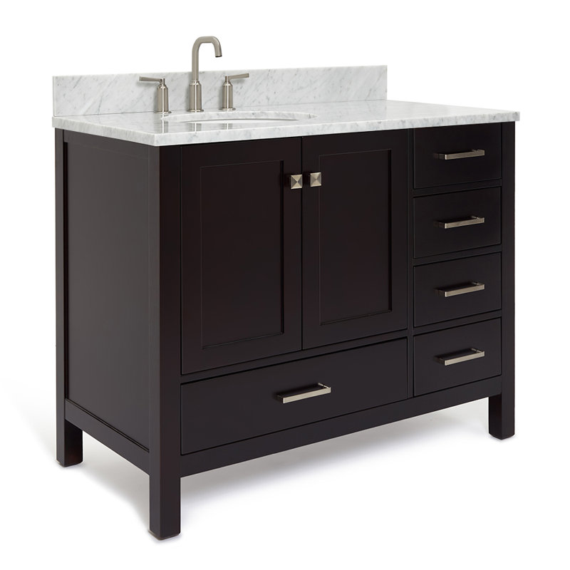Flynt 43'' Single Bathroom Vanity with Carrara Marble Top, Espresso