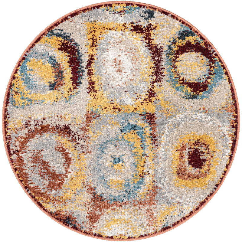  Tiles Kamala Washable Rug, Round  3'3"