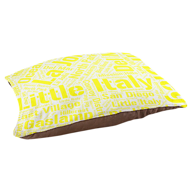 Coussin de chien « districts », Grand (l 40 po x P 30 po x H 14 po), Jaune, San Diego