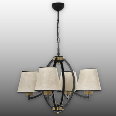 Adjustable Height 4 Lights Metal Body Fabric Cap Chandelier