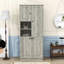 Armoire de rangement autoportante avec panier rabattable et tablettes de rangement-7149114