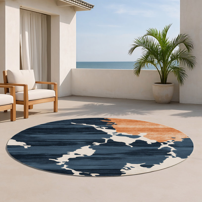 Watercolor Beige Indoor and Outdoor Area Rug, Rectangle 8' x 10'