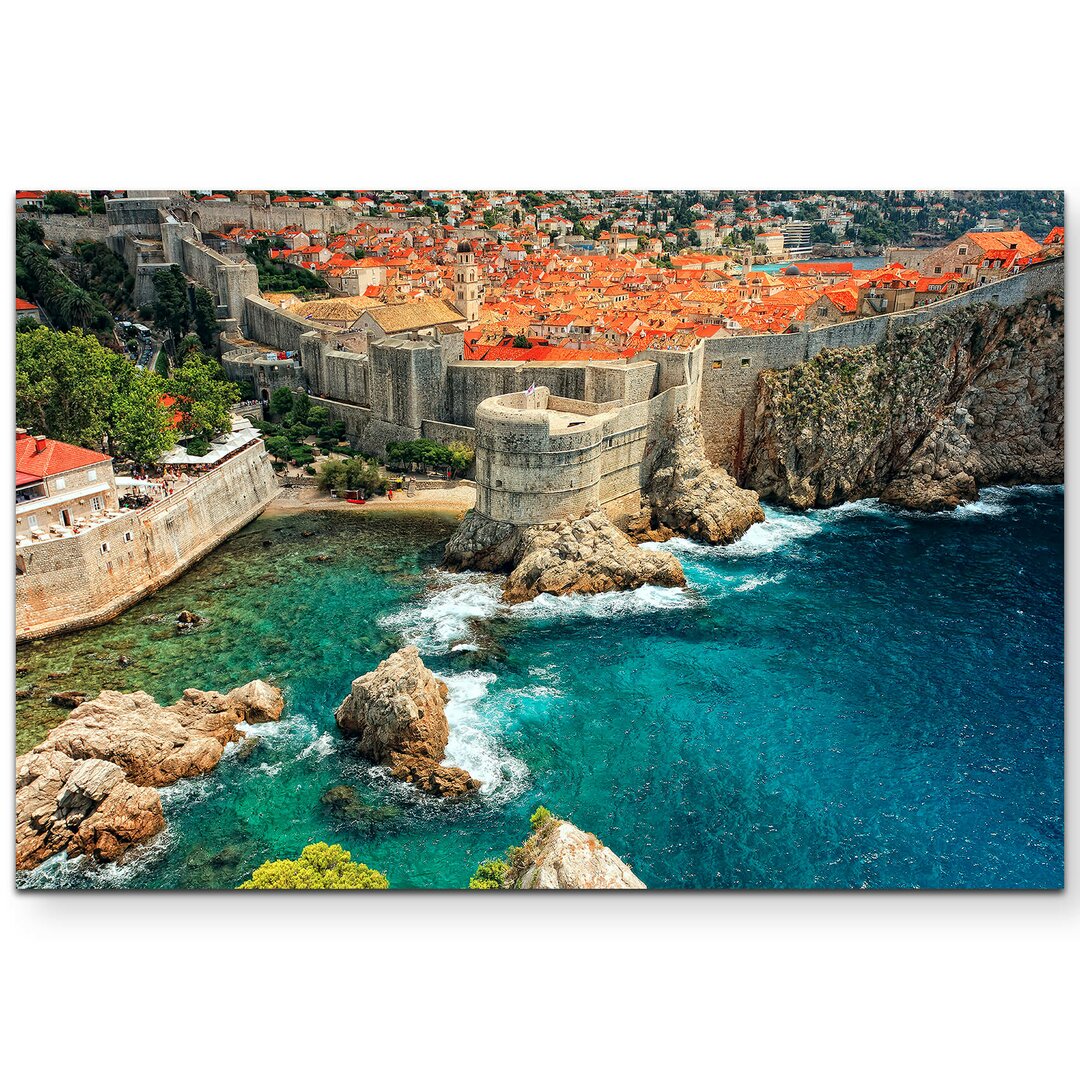 Leinwandbild Blick auf Dubrovnik mit Mittelmeerküste - Kroatien