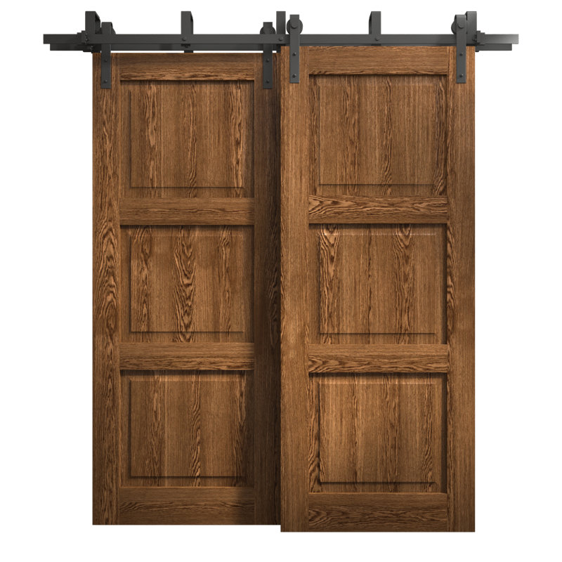 Portes coulissantes de grange coulissantes pour garde-robe | Ego 5010 | Ensemble de quincaillerie Modern Rails | Portes de garde-robe de chambre en bois massif