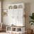 Farmhouse Arched Design Hall Tree With 3 Hidden Storage, 5 Hooks, Compartments Amd Bench-876076102