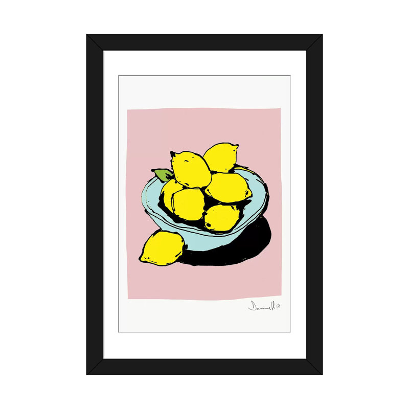 " Lemons " by Dan Hobday, Black Framed Fine Art Paper, 32" H x 24" W x 1" D, White