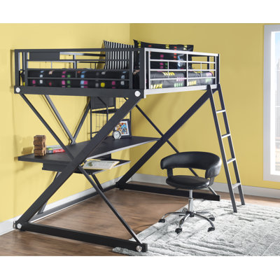 Modoc Full Metal Loft Bed with Bookcase by Isabelle & Max