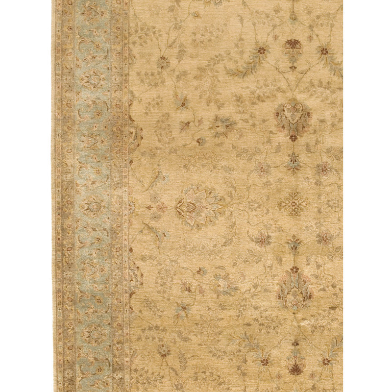 Wool Oriental Area Rug in Camel/Light Green, Rectangle 15' x 20'