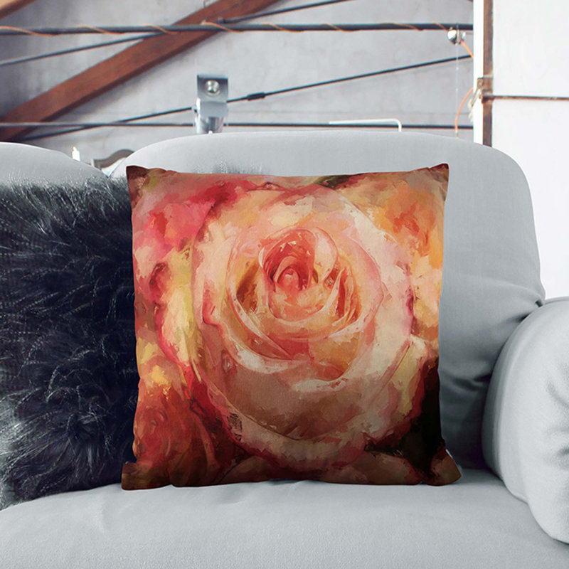 Tipped Roses Cushion with Filling, 40cm H x 40cm W x 15cm D