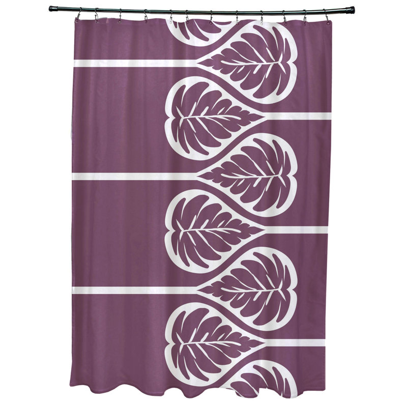 Rideau de douche simple à motif floral à imprimé 2 palm Sigsbee, Mauve