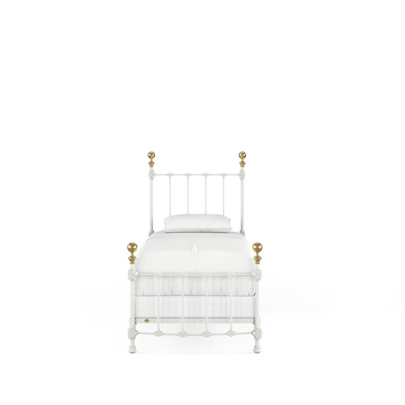 Bed, Twin, Matte White/Antique Gold