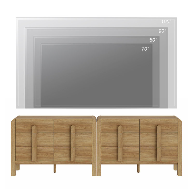 Adora Modern Dresser TV Stand For Tvs Up To 100 Inch, Cruved Entertainment Center, Wood TV Console With Storage For Living Room