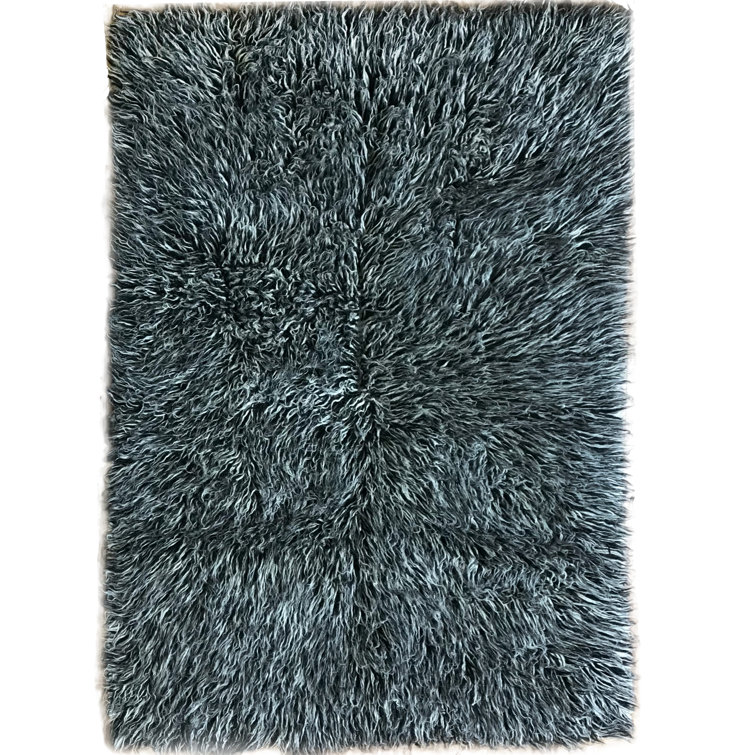 Handmade Flokati Wool Black/White Area Rug