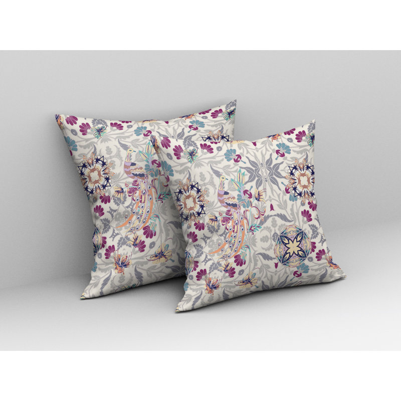 Amaretto Reversible Throw Pillow, 26"x26", Off White/Gray