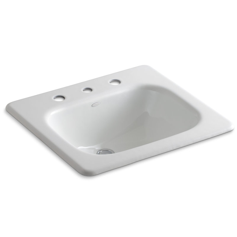 Lavabo de salle de bain rectangulaire encastré en métal avec trop-plein Tahoe, Blanc, Centres de 8 po