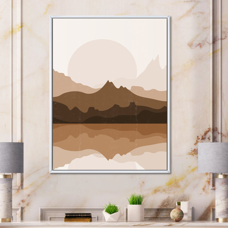 «Minimalist Terracotta Landscape», impression sur toile, Toile blanche encadrée, H 32 po x l 16 po x P 1 po